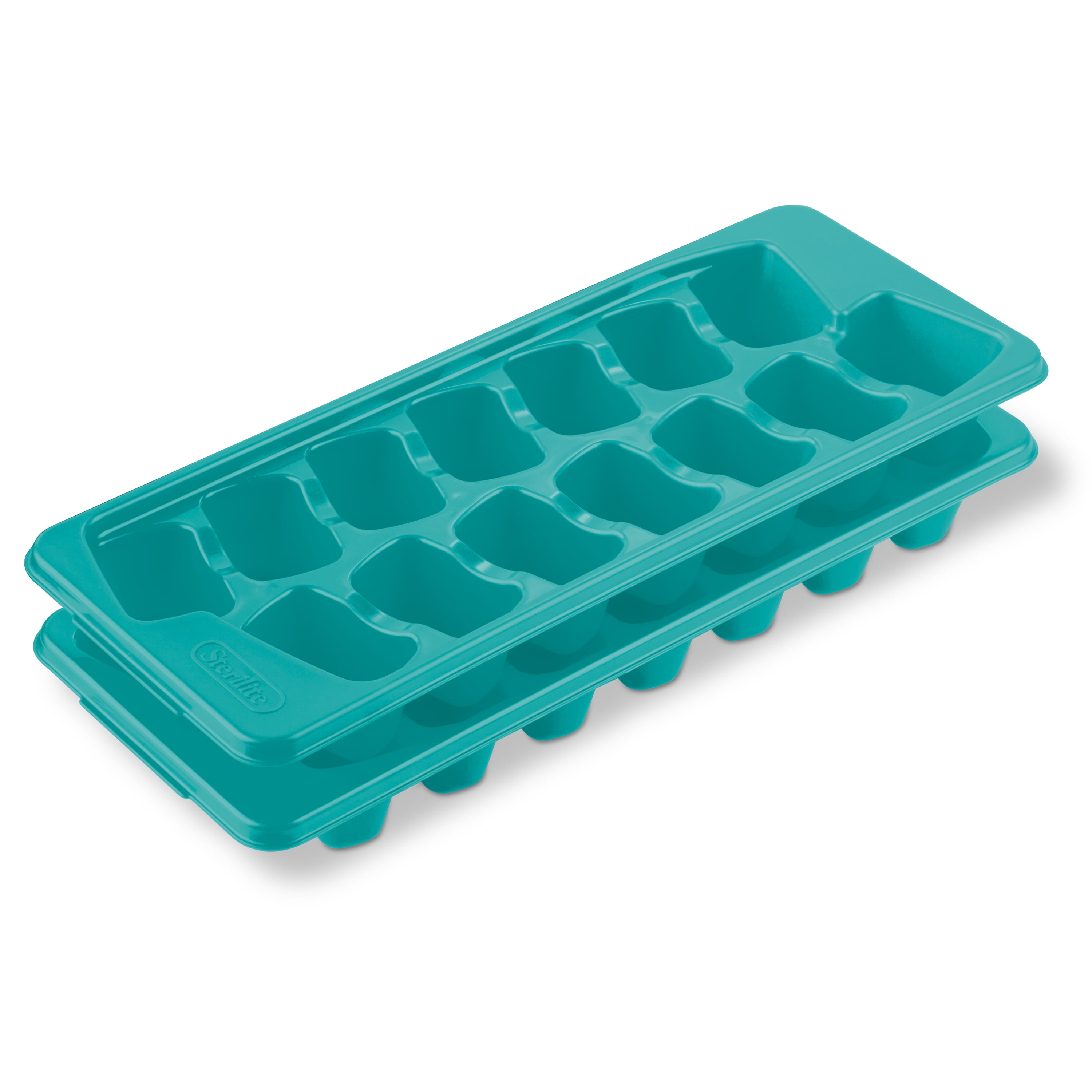 Tupperware Fresh & Pure Ice Cube Trays Set of 2 w/ Lids Turquoise Blue