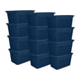 thumbnail image 1 of Sterilite Classic Lidded Stackable 30 Gal Storage Tote Container, Blue, 12 Pack, 1 of 8