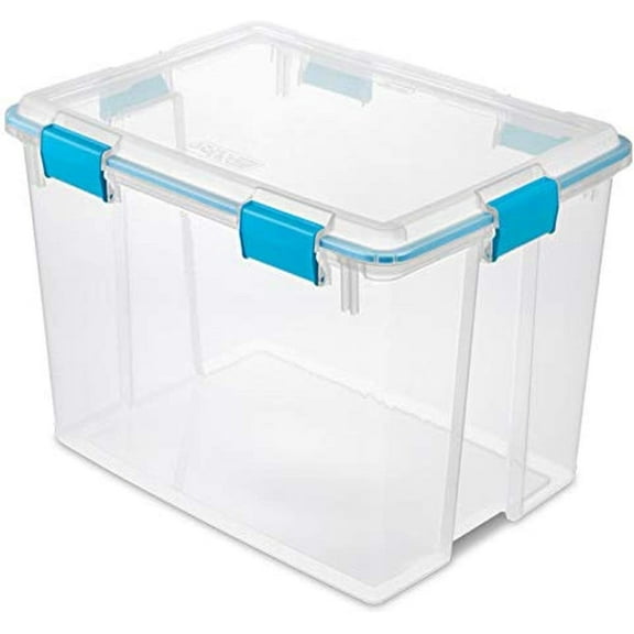 Sterilite Clear Gasket Box Storage Box - Stackable, Plastic - 4 Piece, Blue Aquarium
