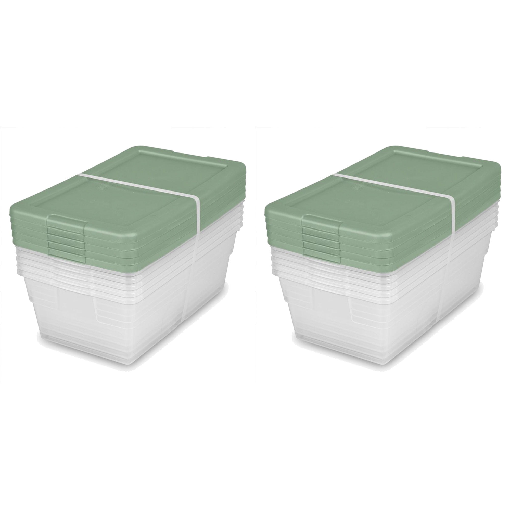 Sterilite Clear Stackable 6 Qt Storage Tote Container, Crisp Green(10