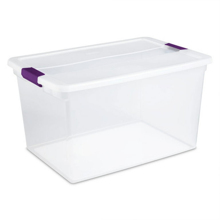 Sterilite ClearView 66 Quart Stacking Storage Tote w Latch Lid 24 Pack