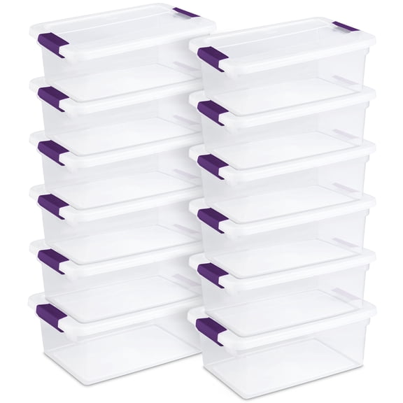 Sterilite ClearView Latch Box - Stackable Plastic Storage Bins with Lids - 12 Pack, 15 qt