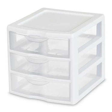 Sterilite ClearView Plastic Small 3 Drawer Desktop Storage Unit, 12 Pack