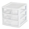 thumbnail image 1 of Sterilite Desktop Drawer, 3 Drawer Clear Plastic Countertop Drawer, White, Pack of 18, 1 of 13