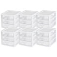 thumbnail image 1 of Sterilite ClearView Plastic Small 3 Drawer Organizer - Desktop Storage Unit, White, 6 Pack, 1 of 12