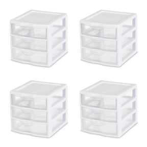 Sterilite 3 Drawer Storage Organizer Unit - Stackable Plastic - 4 Pack