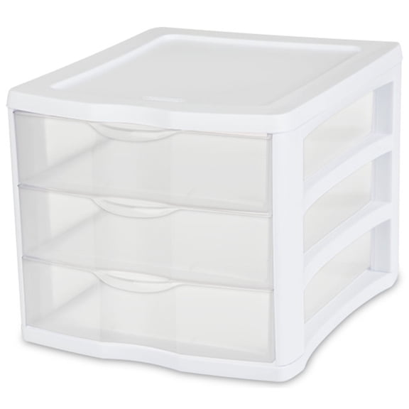 Sterilite ClearView Stacking 3 Drawer Storage Organizer System, (8 Pack)
