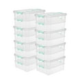 thumbnail image 1 of Sterilite Convenient Home 2-Tier Layer Stack Carry Storage Box, Clear (8 Pack), 1 of 12