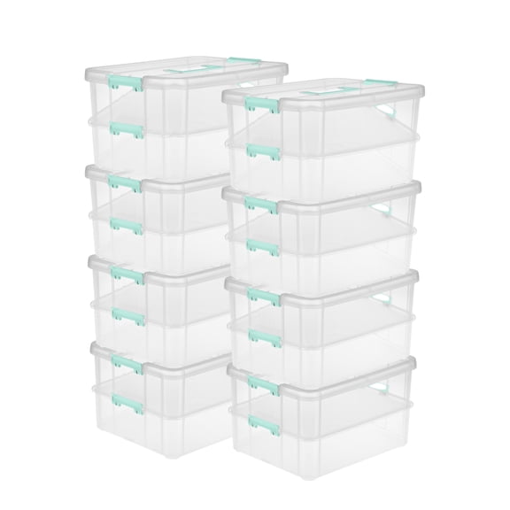 Sterilite Convenient Home 2-Tier Stackable Storage Box - Clear - 8 Pack