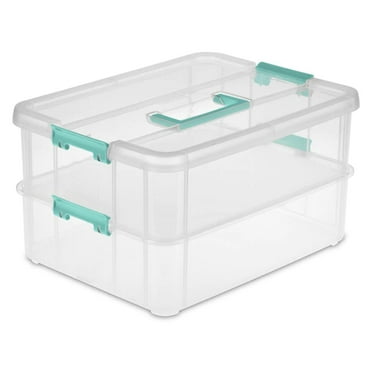 Sterilite Convenient Home 2-Tiered Layer Stack Carry Storage Box, Clear