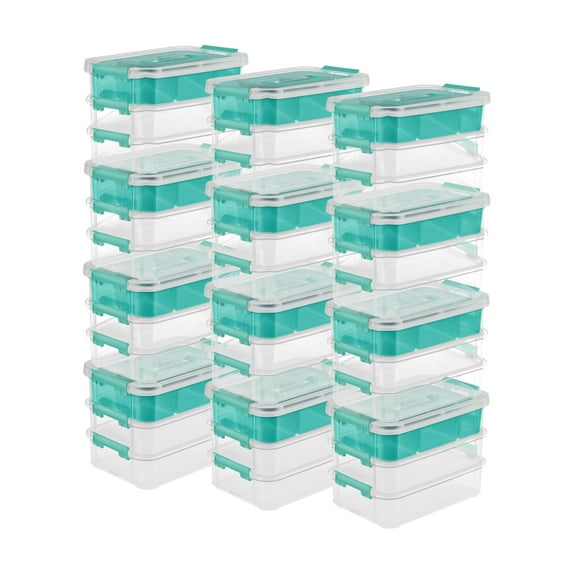 Sterilite Convenient Home 3-Tiered Stacking Carry Storage Box, (12 Pack)