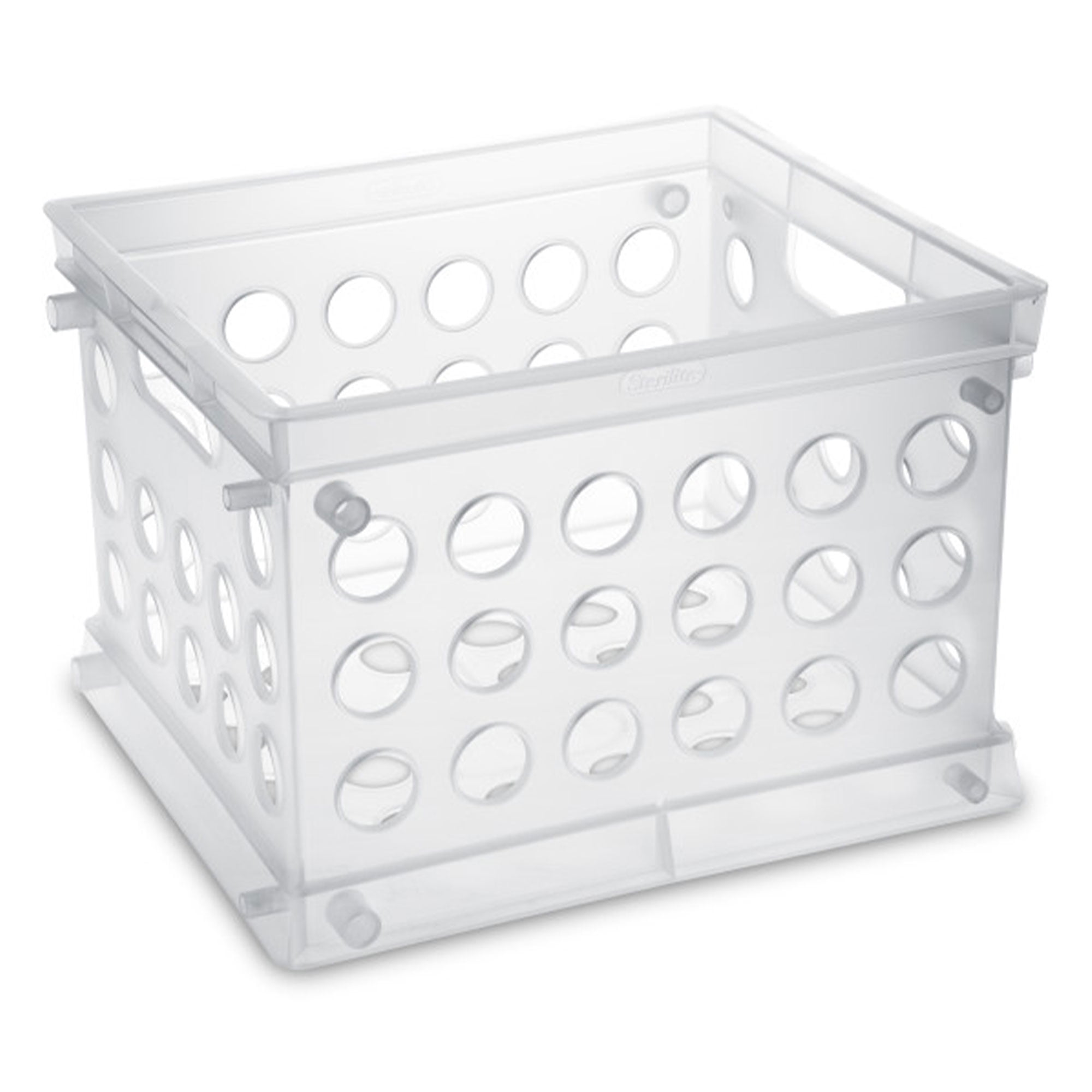 Clear Stackable Mini Plastic Storage Crate with Handles