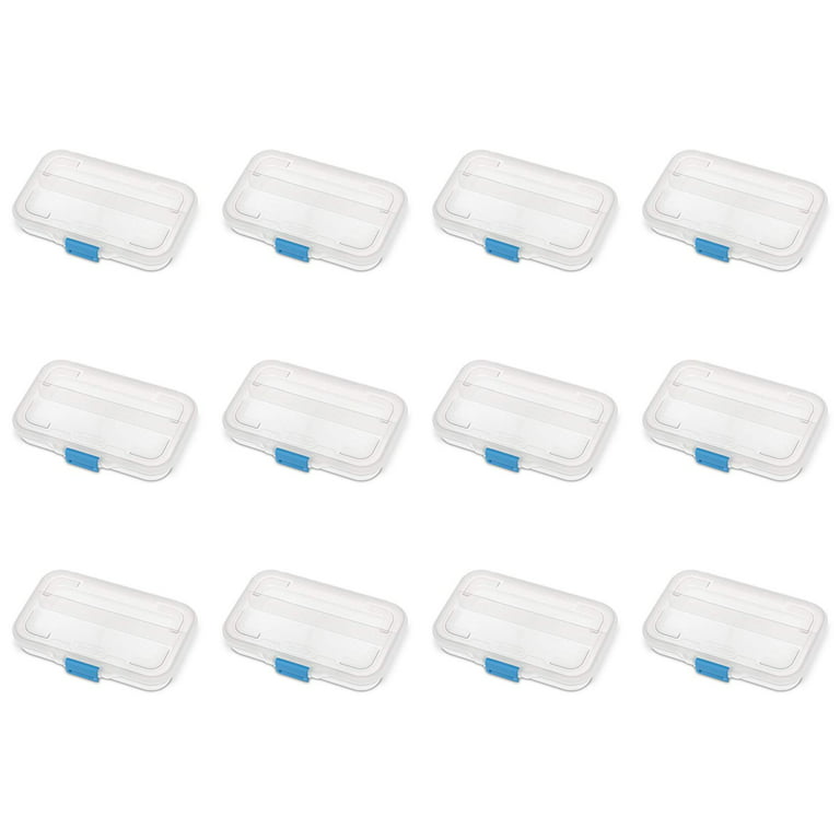 Sterilite Convenient Small Divided Clear Storage Box w/ Latching Lid, (12  Pack) 