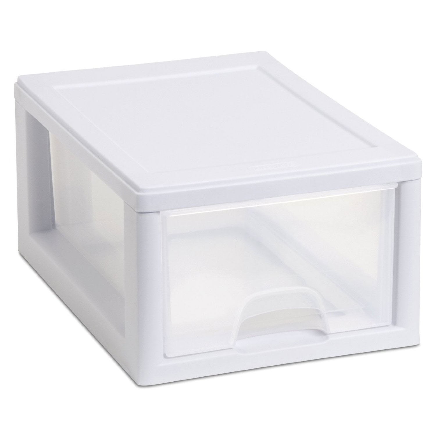 White Stackable Plastic Storage Drawer with Clear Front