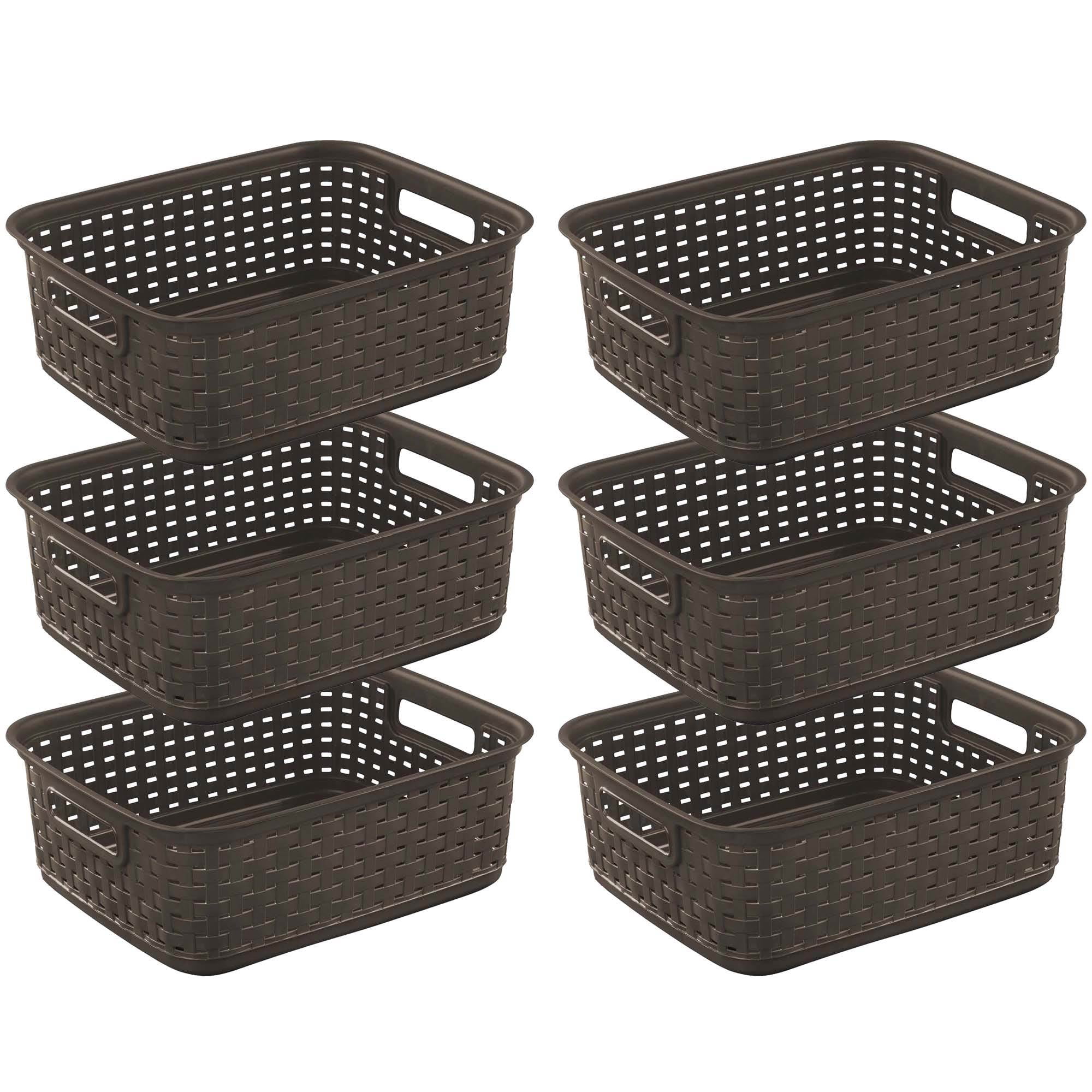 Sterilite Short Weave Wicker Pattern Storage Container Basket, Gray  (6-Pack) 6 x 12726A06 - The Home Depot