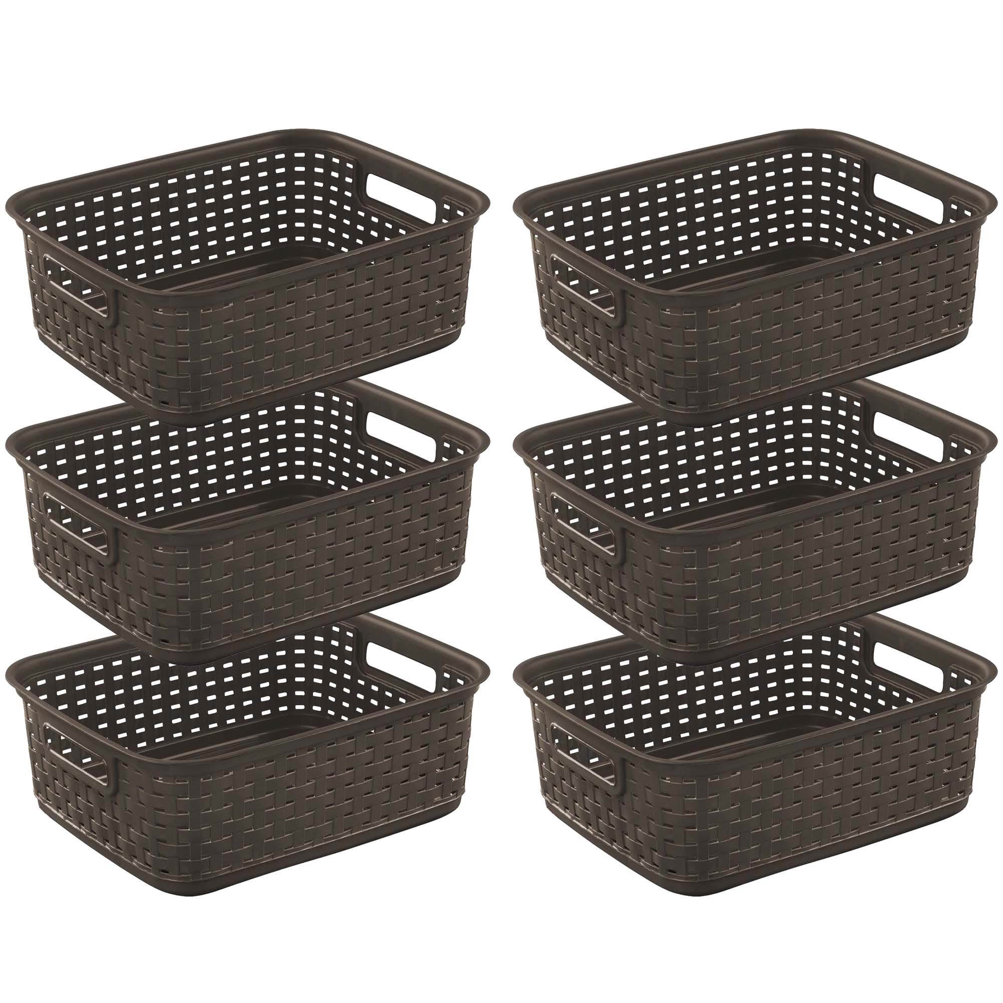 Sterilite Decorative Wicker Style Short Weave Basket Espresso