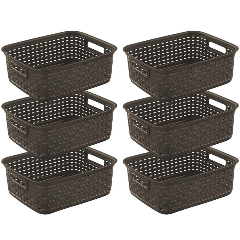Sterilite Espresso Brown Wicker-Style Storage Bins