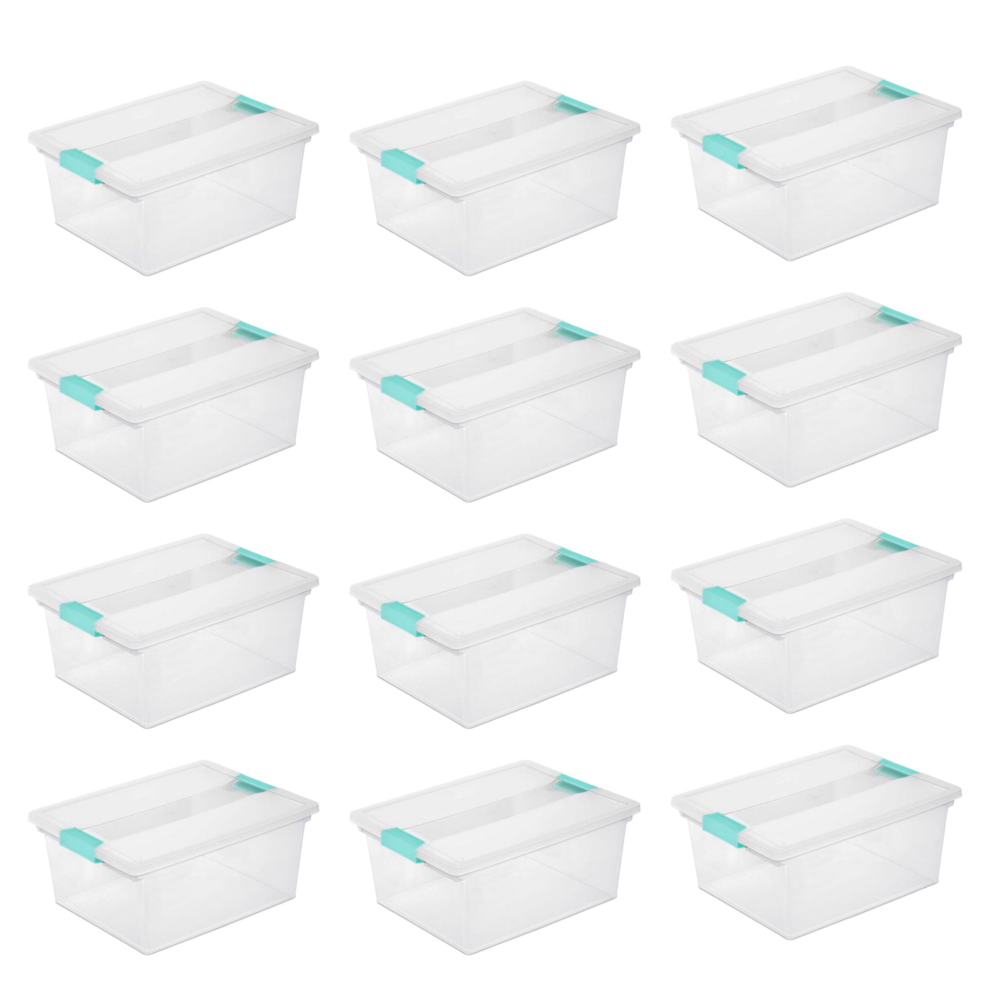 37 Litres Plastic Crystal Clear Storage Box With Secure Clip on Lid Home  Office