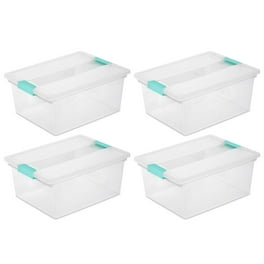 Sterilite 105 Qt. Clear Plastic Latching Box, Blue Latches with