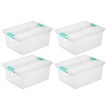 Sterilite Deep Plastic Stackable Storage Bin with Clear Latch Lid, (4 Pack)