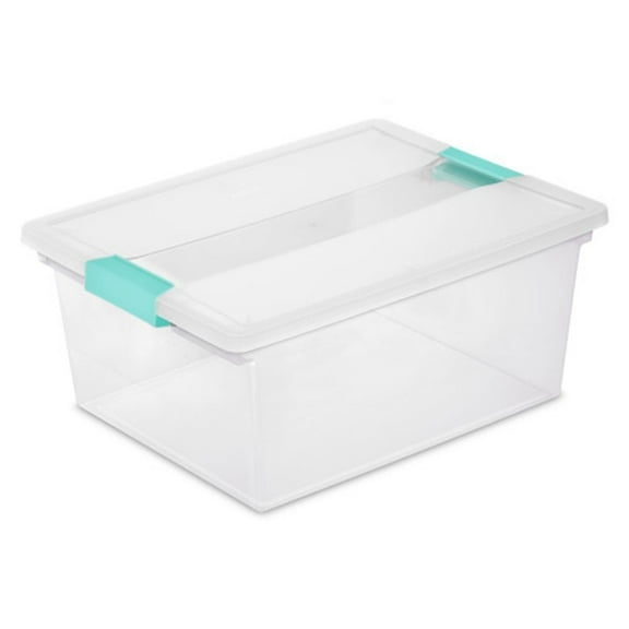Sterilite Deep Plastic Stackable Storage Bin with Clear Latch Lid, (4 Pack)
