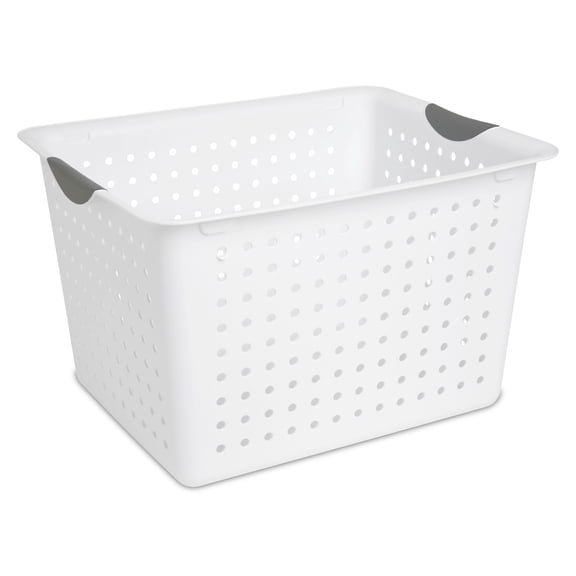 Sterilite Deep Ultra Basket, Open Plastic Storage Bin, Organization Solution, White
