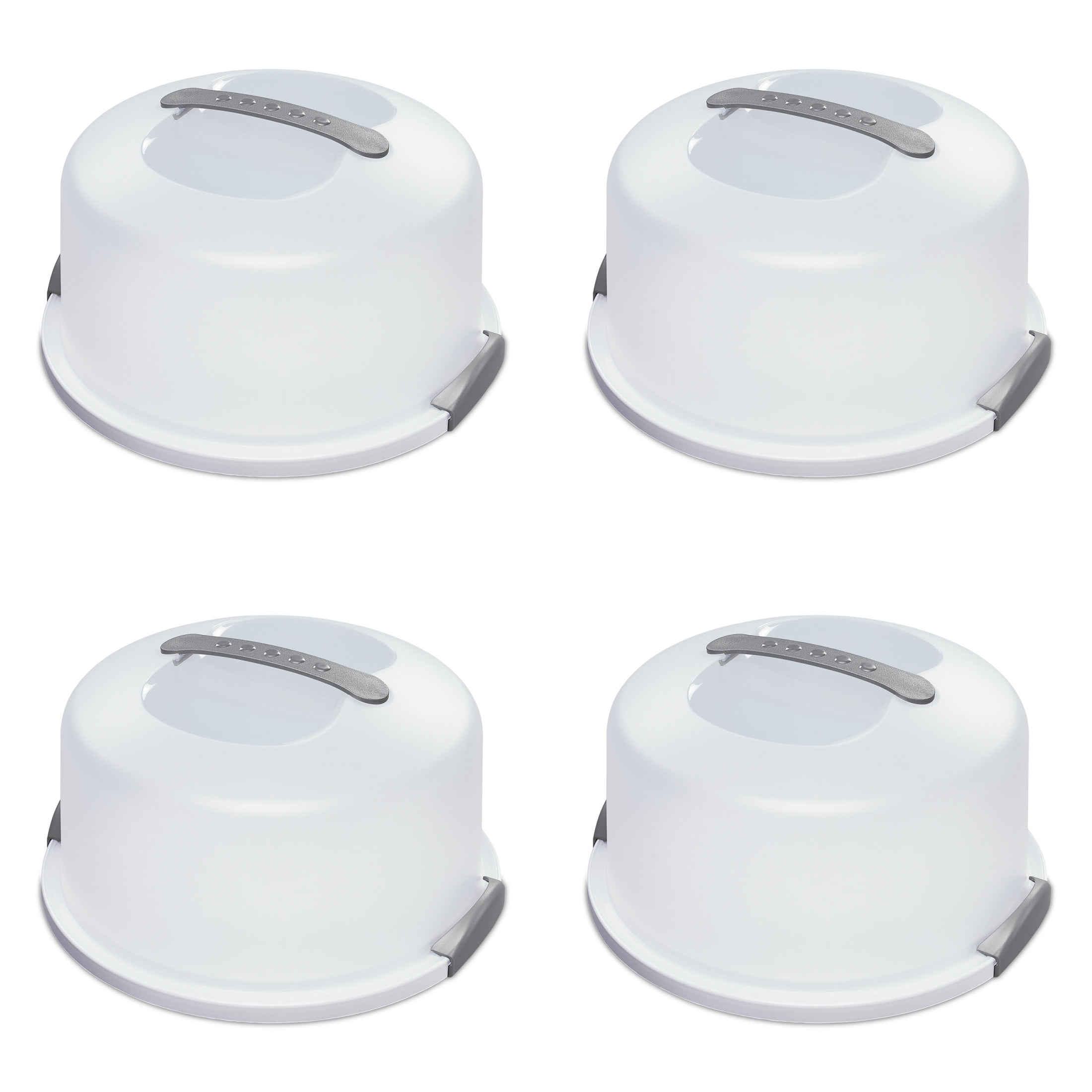 Sterilite Cake Server, Latching Lid with Handle, Easy to Store, Transport and Serve, White, 4 Count