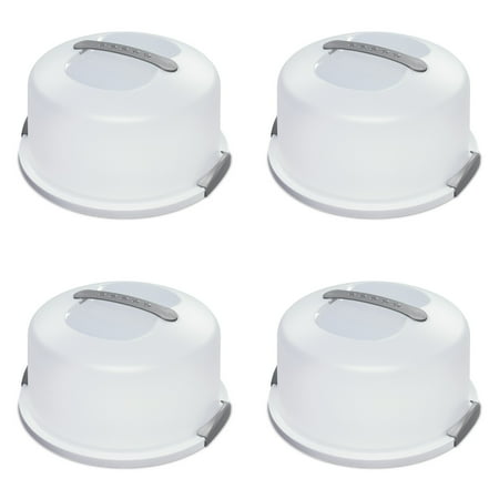 Sterilite Cake Server, Latching Lid with Handle, Easy to Store, Transport and Serve, White, 4 Count