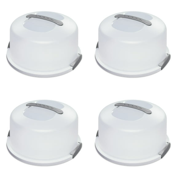Sterilite Cake Server, Latching Lid with Handle, Easy to Store, Transport and Serve, White, 4 Count