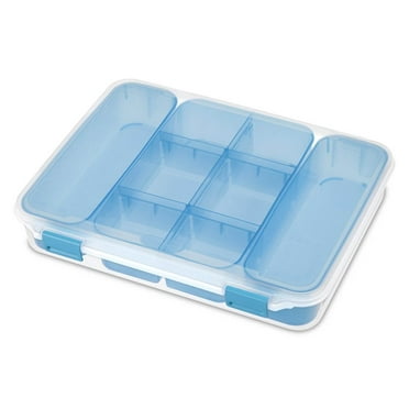 Sterilite Divided Case, Stackable Plastic Small Storage Container with Latch Lid