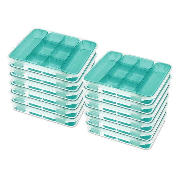 Sterilite Divided Case Stackable Plastic Small Storage Lidded Container, 12 Pack