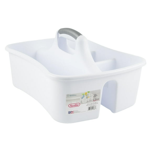 Sterilite Divided Ultra Caddy, Easy Carry, Handy Plastic Utility Storage, White, 1 Count