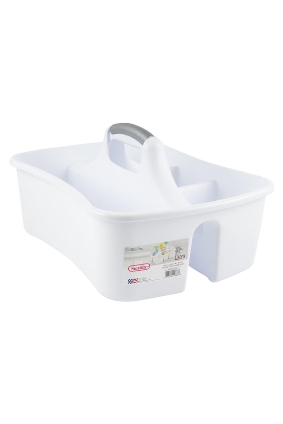 Divided Ultra Caddy, Easy Carry, Handy Plastic Utility Storage, White, 1 Count