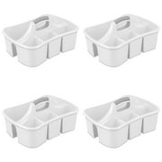 Sterilite Divided Ultra™ Caddy, Easy Carry, Handy Plastic Utility Storage, White, 4 Pack