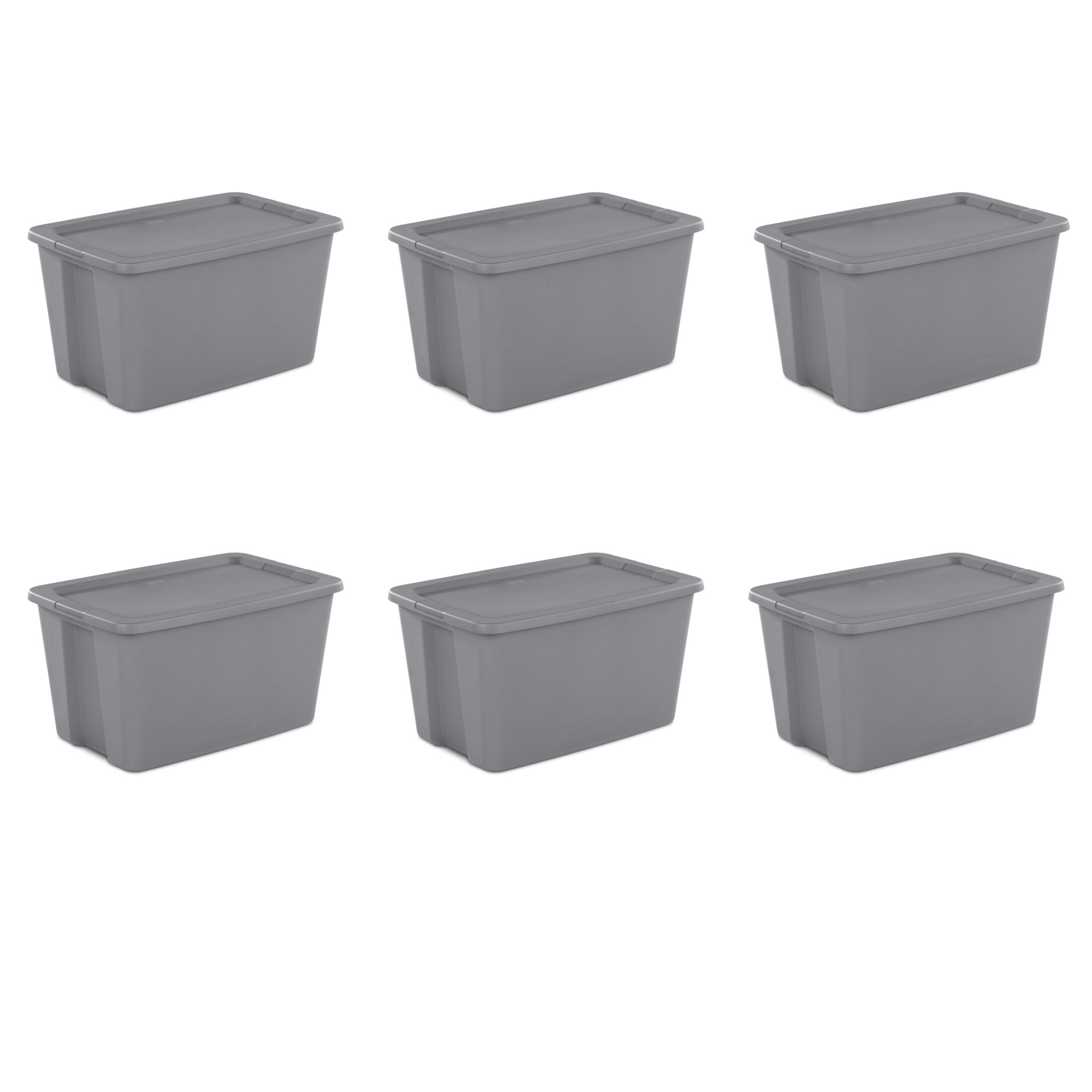 Sterilite Extra Large Storage Bin, 30 Gallon Plastic Storage Container with Snap-On Lid, Gray, 6 Count - Walmart.com