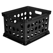 Sterilite File Crate, Versatile Plastic Bin with Through Handles, Letter or Legal-sized File Storage, Stackable, Black