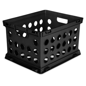 Sterilite File Crate, Versatile Plastic Storage Bin with Through Handles, Fits Letter & Legal-sized Hanging Files, Stackable, Black