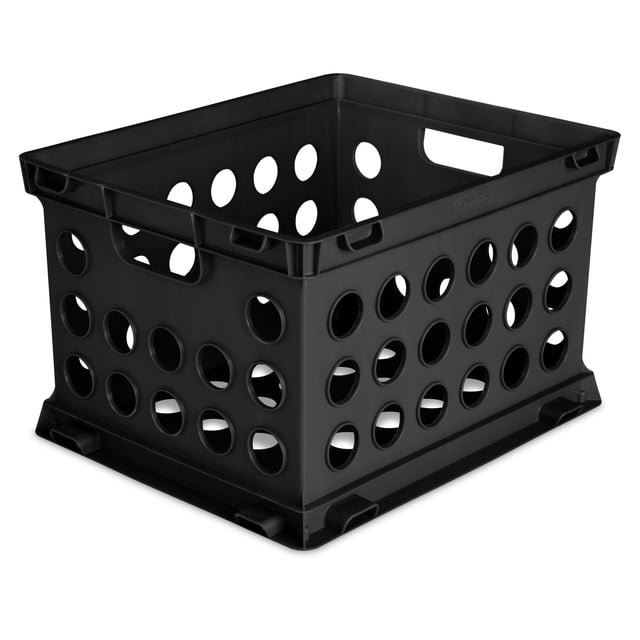 Sterilite File Crate, Versatile Plastic Storage Bin with Through Handles, Fits Letter & Legal-sized Hanging Files, Stackable, Black
