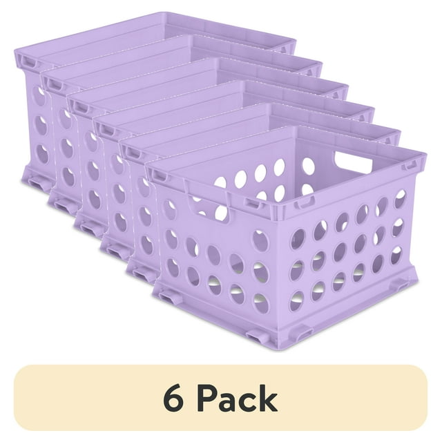 (6 pack) Sterilite File Crate Plastic, Lavender Sky