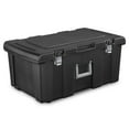 thumbnail image 1 of Sterilite Large Footlocker, Heavy Duty Plastic Storage Bin, with Handle and Wheels, Lockable, Black, 1 of 11