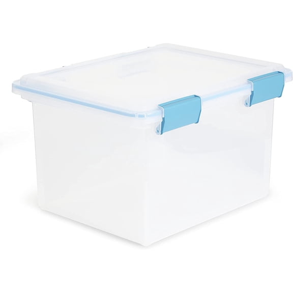 Sterilite Gasket Box 19334304 Clear - Stackable Plastic Storage - 32 Quart, Clear Lid/Base