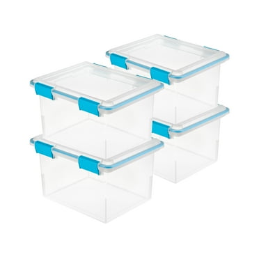 Sterilite Gasket Box, Stackable File Tote Storage Bin, 32 Quart, 4 Pack