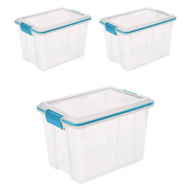 Sterilite 20 Quart Gasket Box with Latching Lid, Airtight, Clear View