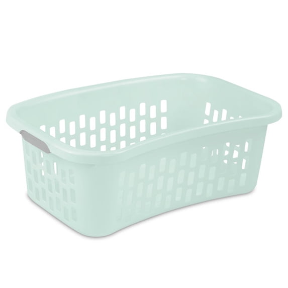 Sterilite HipHold Laundry Basket, 1.5 Bushel Plastic Clothes Hamper, Mint, 24 Pack