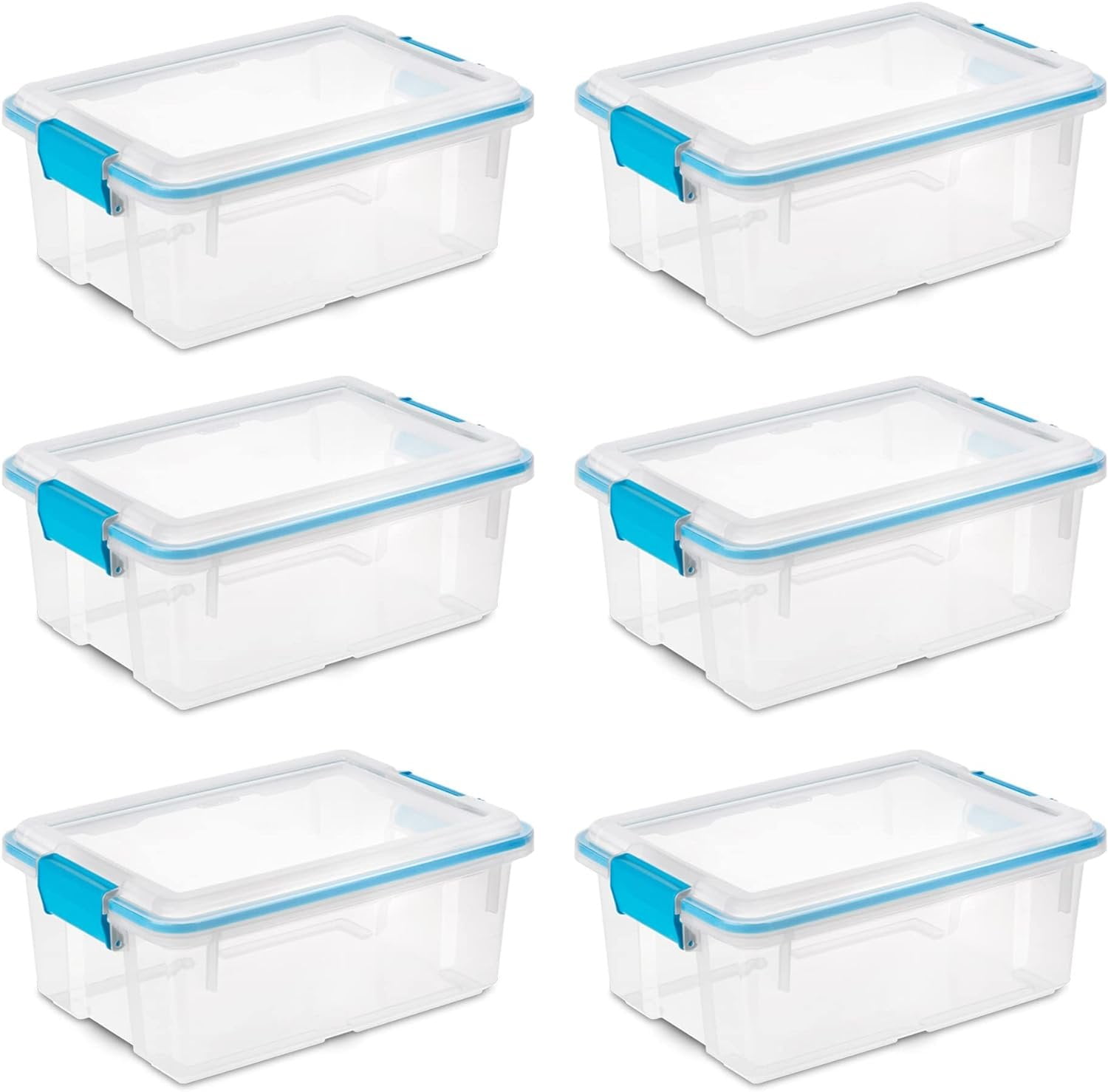 Clear 12 Quart Stackable Plastic Storage Boxes with Latching Lids, 6-Pack