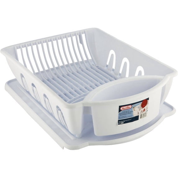 6-pack Sterilite Large 2-Piece Sink Set - Heavy Duty Sturdy Hard Plastic - 6 Pack, White — Home & Garage Storage, Stackable Design