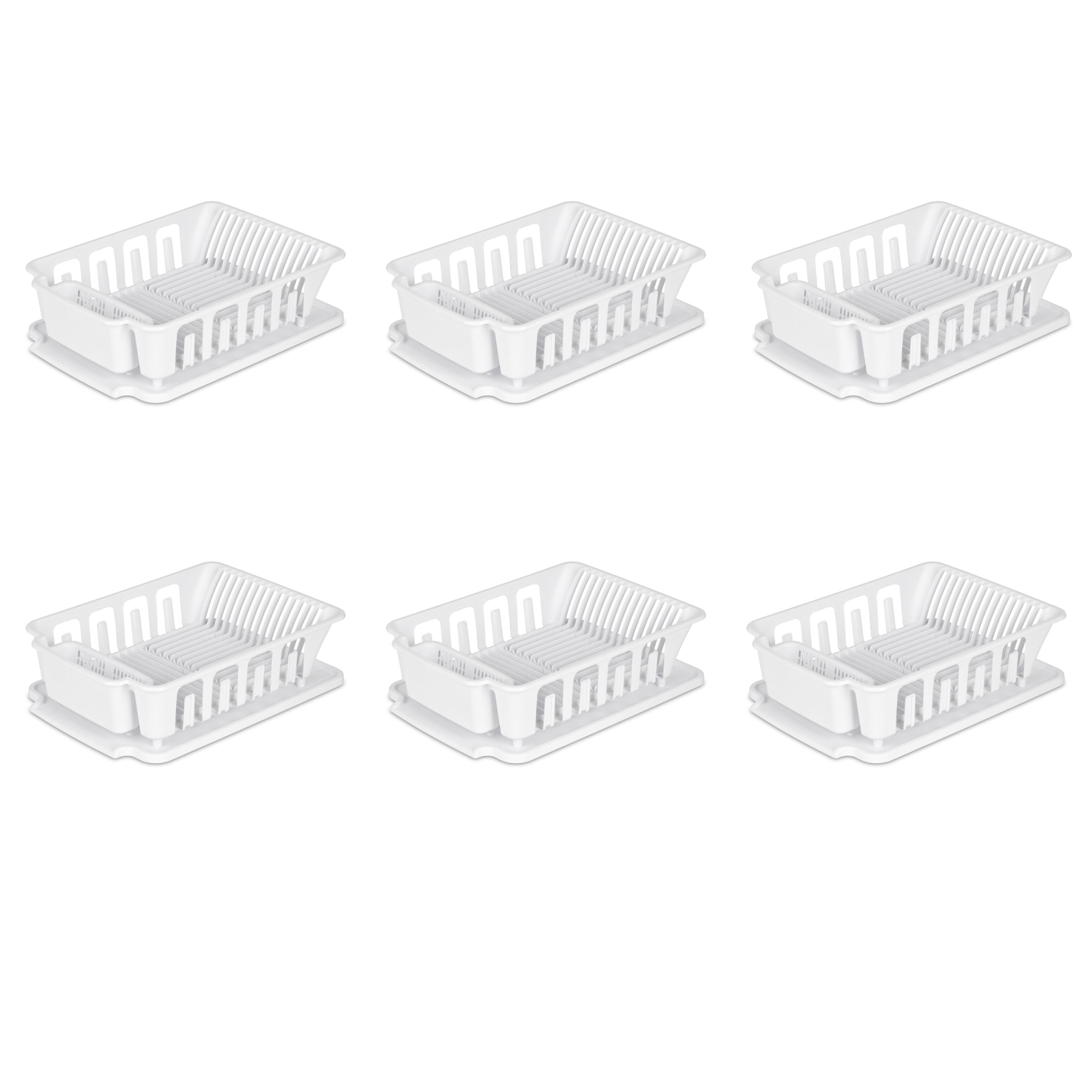White Large Rust-Resistant Dish Rack with Utensil Cup