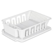 Sterilite Large 2 Piece Sink Set, Dish Drainer and Drainboard for Plates, Cups, Flatware, White