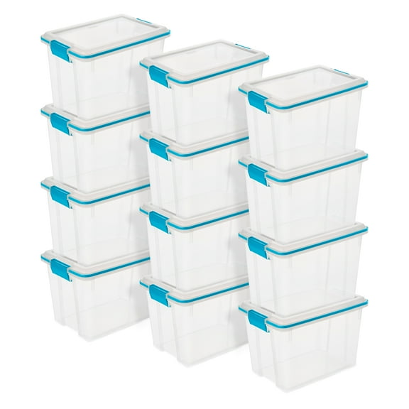 Sterilite Large 20 Qt Storage Container Tote with Latching Lids, (12 Pack)
