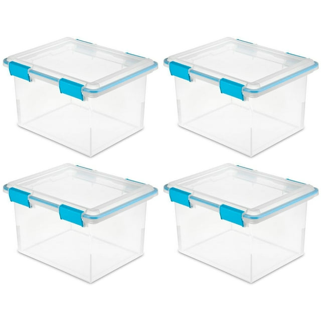 Sterilite Large 32 Qt Storage Container Tote with Latching Lids, (4